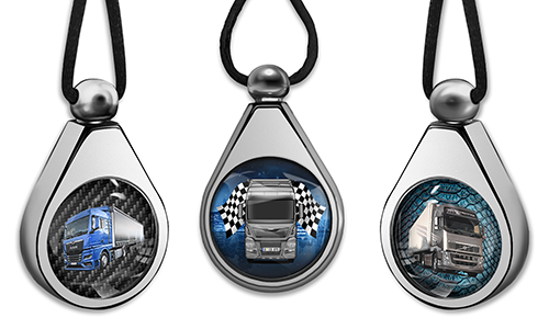 Chrome and black car perfume featuring your truck design with a photo or truck silhouette