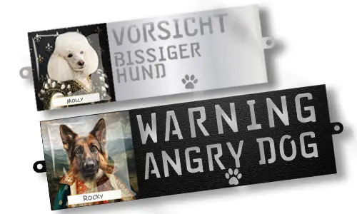 Elegantes Hundewarnschild Petline Royal - individuell gestaltbar mit eigenem Design