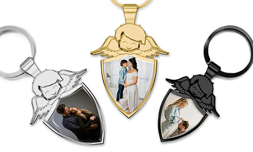 Guardian Angel Photo Keychain with Shield – Unique Personalized Gift for Expecting Parents