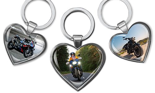 Llave en forma de corazón con tu foto de motocicleta