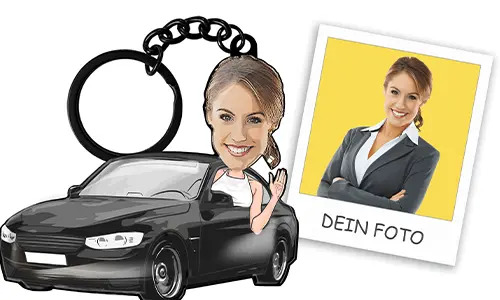 Personlig nøglering Tegneserie Bil Kvinde