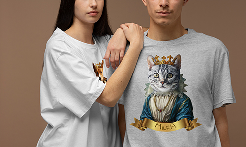 Galerie mit personalisierten T-Shirts Royal Portrait Hund und Katze 5