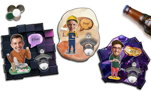 Wand-Flaschenöffner mit Namen und individuellem Design