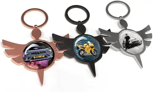 	Rund engelnøkkelring bil – unikt gave