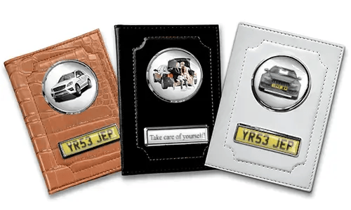 Standard car document holder with car/photo and license plate for couples