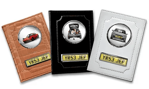 Porta documenti auto standard con auto/foto e targa per tua moglie