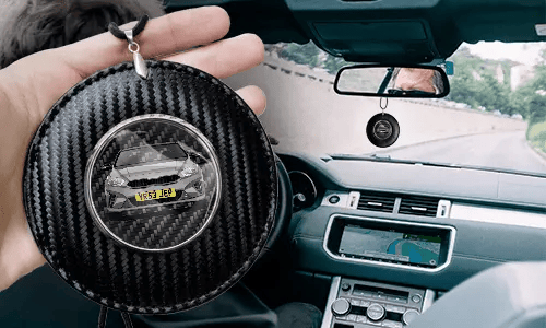 Cadena para espejo de coche redonda - Carbono
