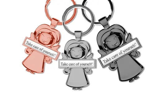 Skytsengel-nøglering med personlig tekst