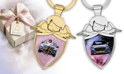 Gepersonaliseerde sleutelhanger met engel als cadeau voor je dochter