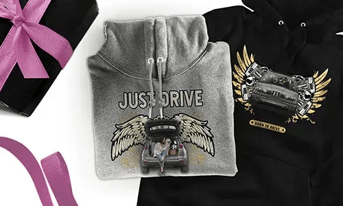 Personalised hoodie with car motif - gift for your daughter