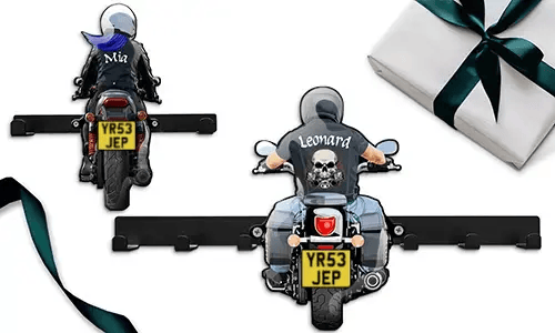 Personalizowany wieszak na klucze motocyklowy dla twojej drugiej połówki z jego/jej imieniem