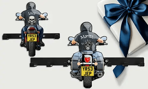 Soporte para llaves de moto para tu abuelo con su nombre y matrícula