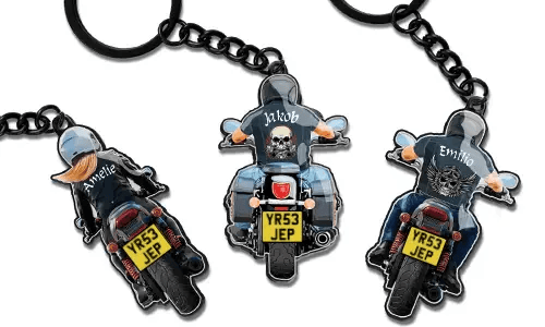 Porte-clés de biker avec ton prénom !