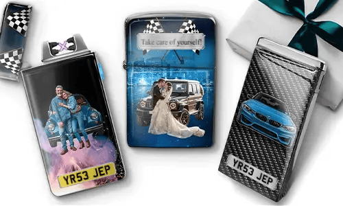 Personalized stainless steel lighters with custom car and couple designs for husband gifts