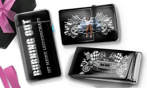 Feuerzeug Tuning mit Auto/Foto u. Kennzeichen für deine Tochter