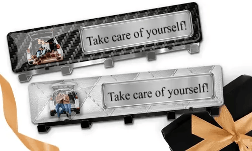 Porte-clés de luxe avec voiture/photo et plaque d'immatriculation pour couples