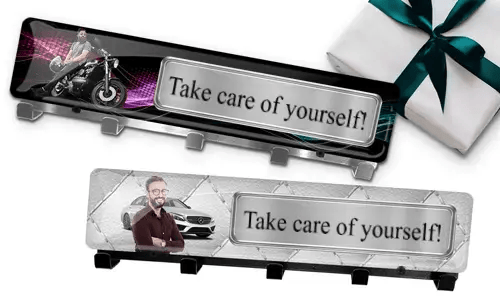 Portachiavi con la foto di tuo figlio e la sua targa