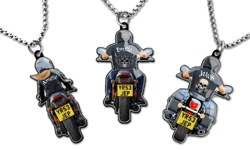 Naszyjnik z imieniem i motocyklem