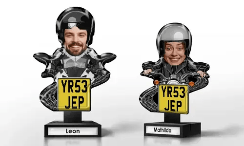 Personalisierte Deko mit Motorradfahrer