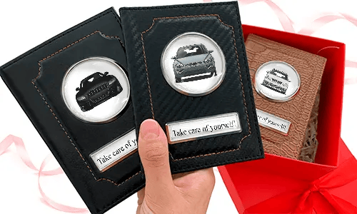 Regalo personalizado para papá: soporte de documentos para coche