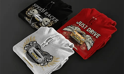 Diseño de sudadera con silueta de coche