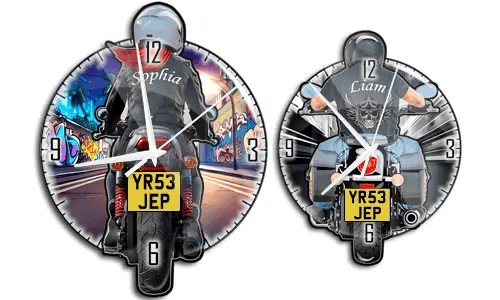 Horloge murale-Motocyclette-à-nom
