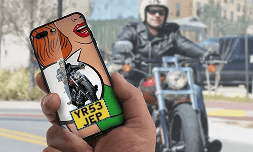 personalisierte handyhülle mit Motorradsilhouette auf dem Motorrad Hintergrund handyhülle personalisieren