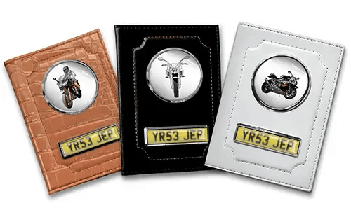 Motorcycle document holders in three colors