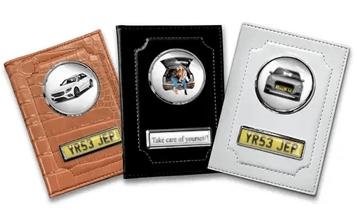 Three personalized car document holders for best friends