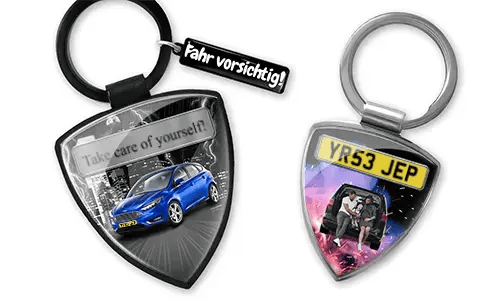 Shield keychain with dad photo