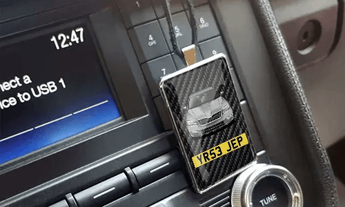 Rear view mirror trailer with white cars