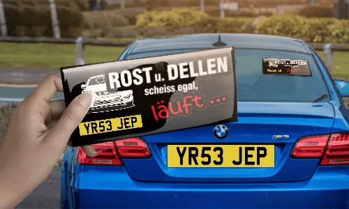 aufkleber auto ROST u. Dellenin der Hand auto sticker sprüche