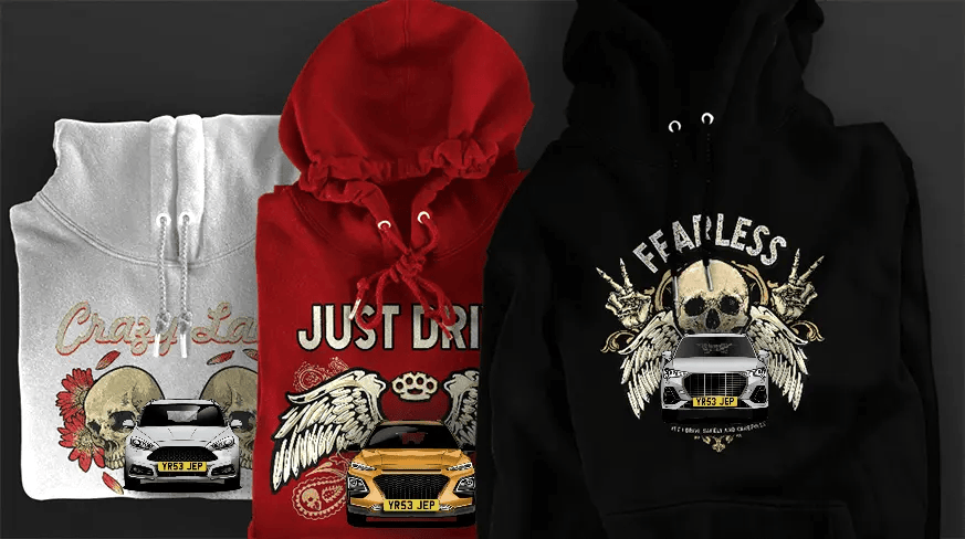 Hoodie-design med bilsilhuett