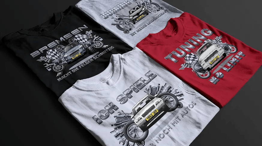 shirt tuning in vier verschiedenen Farben t shirt tuning