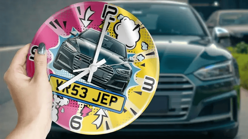 Wanduhr Comic - Autosilhouette